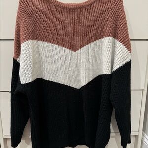 SHEIN Tri-Tone Sweater - Rust, White, and Black